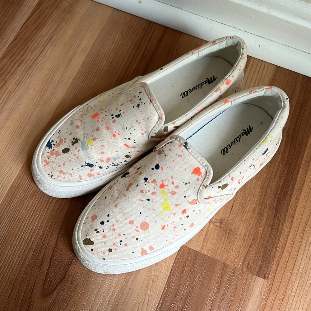 Madewell Womens Sidewalk Slip-On Sneakers in Paint Spattered Recycled Canvas - Picture 3 of 10